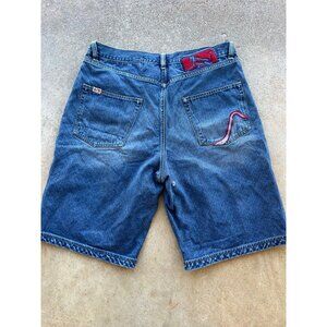 Vintage Drunknmunky Mens Blue Denim Jean Shorts Size 38 K3